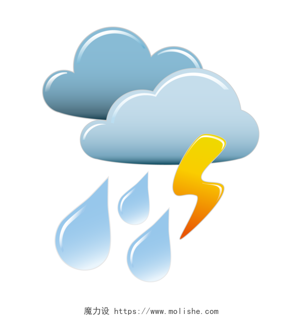 卡通闪电下雨天气预报设计